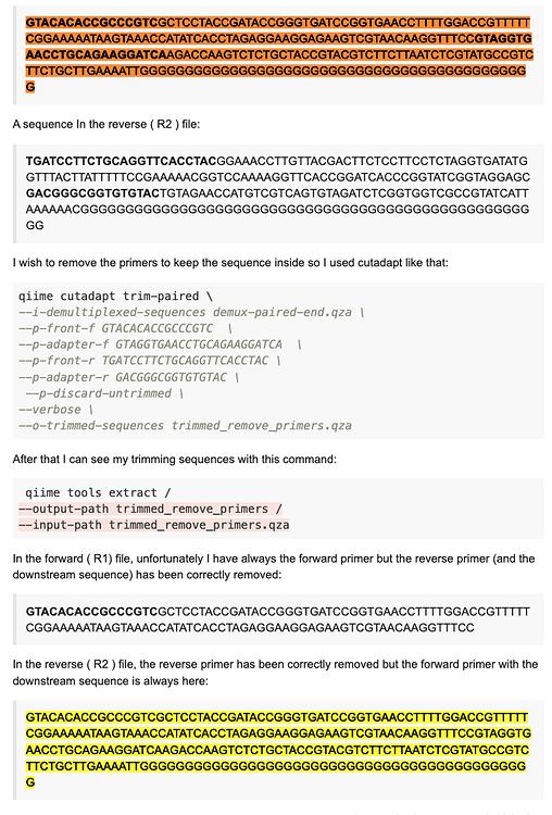 cutadapt / trimpaired / option "front" and "adapter" User Support
